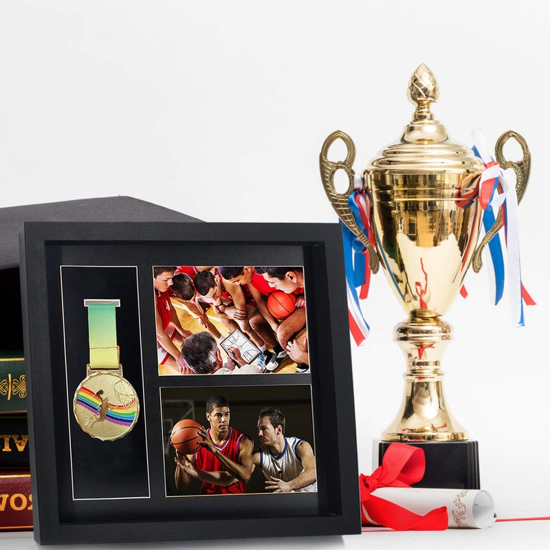 Iheipye Large Medals Display Shadow Box - 6 Medal Display case - Perfect Medal Display for War Military, Runners, Marathon, Race Winner, Football, Gymnastics & All Sports (Black, 12x12) - Image 3